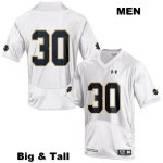 Notre Dame Fighting Irish Men's Jake Rittman #30 White Under Armour No Name Authentic Stitched Big & Tall College NCAA Football Jersey UVM0899RH